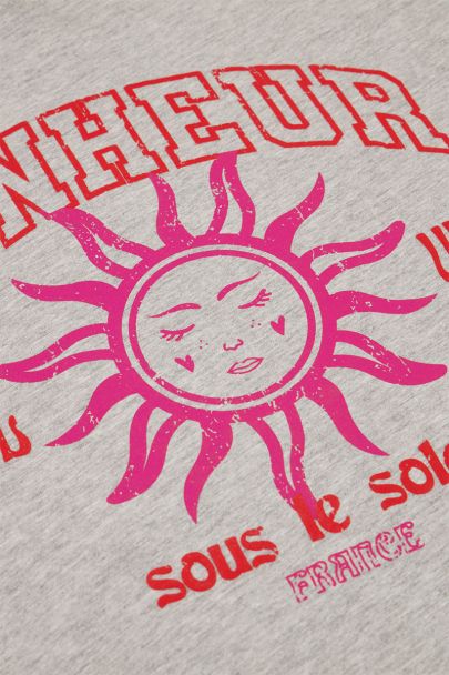 Grijs T-shirt 'Bonheur'