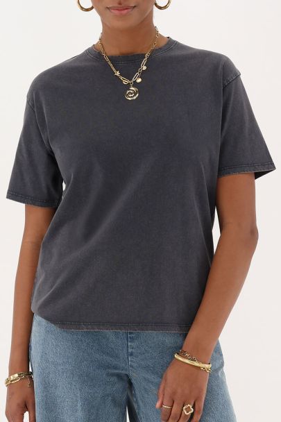 Grijs T-shirt "Bonjour mon amour cheri"