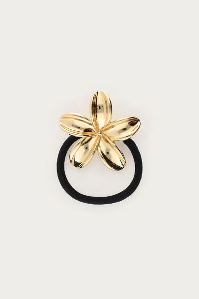 Haarelastiek met goudkleurige bloem