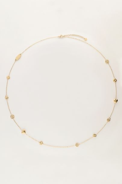 Iconic lange ketting met hartjes en klaver