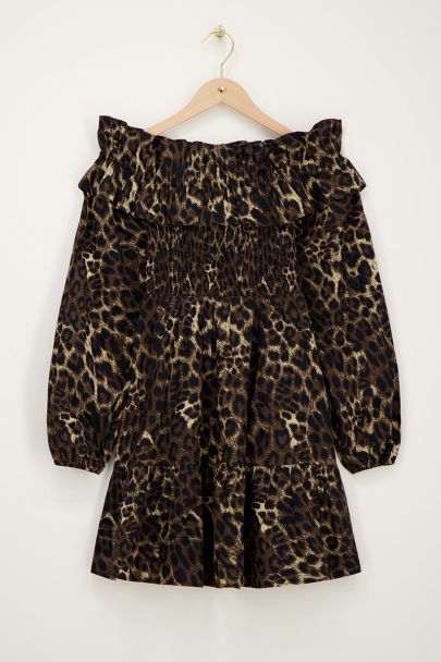 Off-shoulder Kleid Leopardenmuster