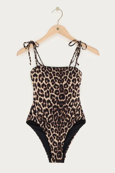 Maillot de bain imprimé léopard avec nœuds