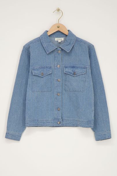 Hellblaue Bouclé-Jeansjacke
