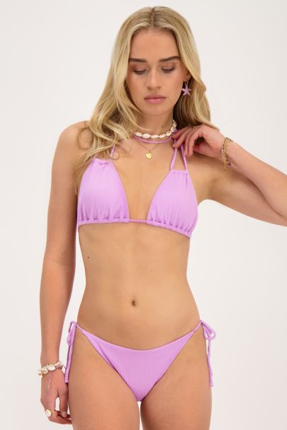 Haut de bikini triangle lilas à double bretelles