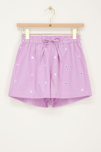 Lila gestreepte short met spiegeltjes
