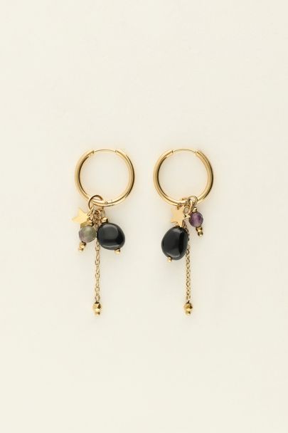 Boucles d’oreilles avec deux pierres et une étoile