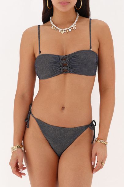 Donkerblauw bikini broekje met strikbandjes