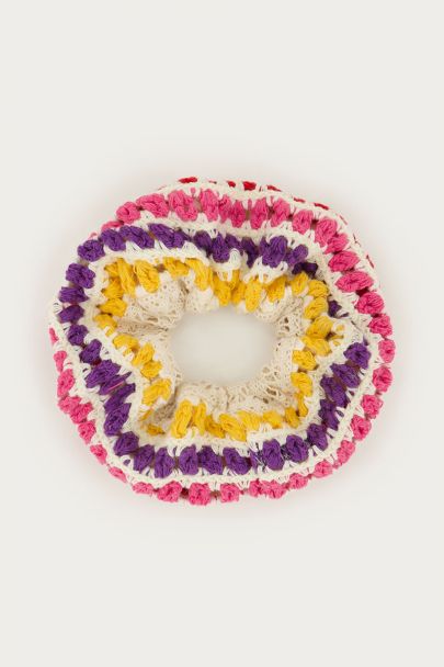 Multikleur crochet scrunchie