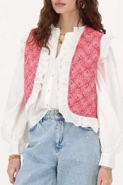 Multicolour reversible gilet with ruffles