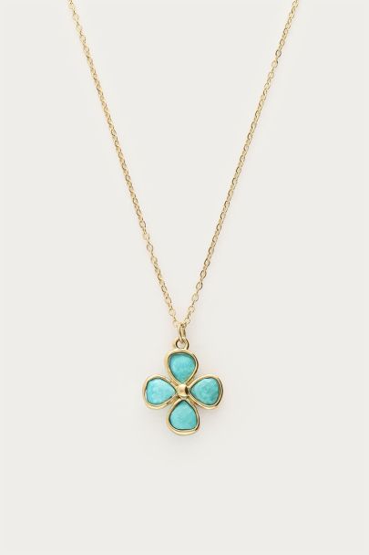Collier tr&egrave;fle en turquoises
