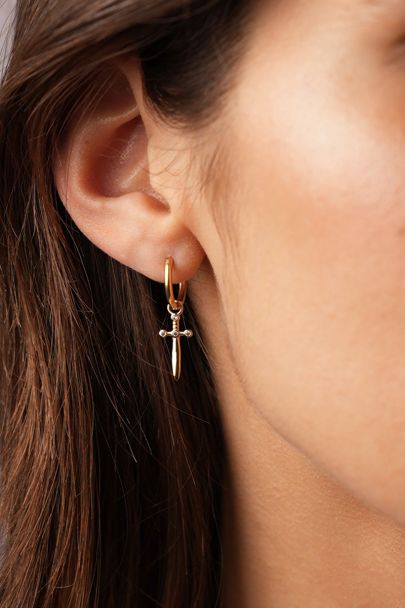 Nomads minimalist hoop earrings with sword
