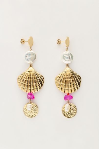 Boucles d'oreilles Océan avec coquillages et perles