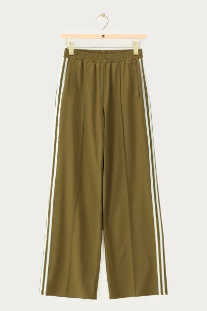 Pantalon de jogging large vert olive à bandes latérales