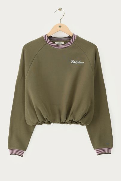 Sweat vert avec contraste rouge 'Club amour'