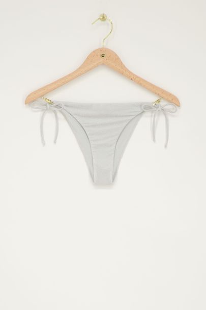 Silberfarbene Bikinihose mit Lurex und Schleifenb‚àö¬ßndern