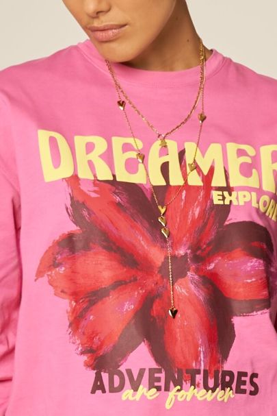 Roze T-shirt met lange mouwen "Dreamers"
