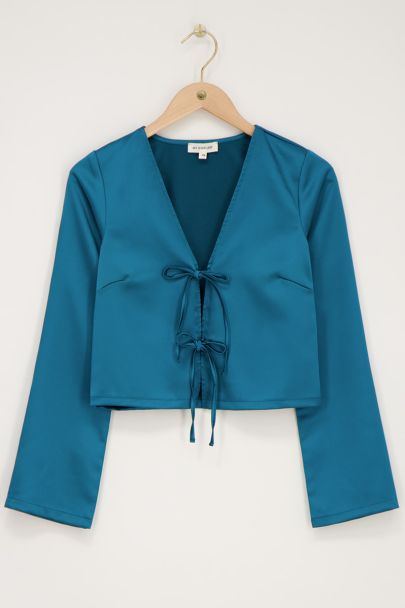 Top pétrole satiné avec nœuds