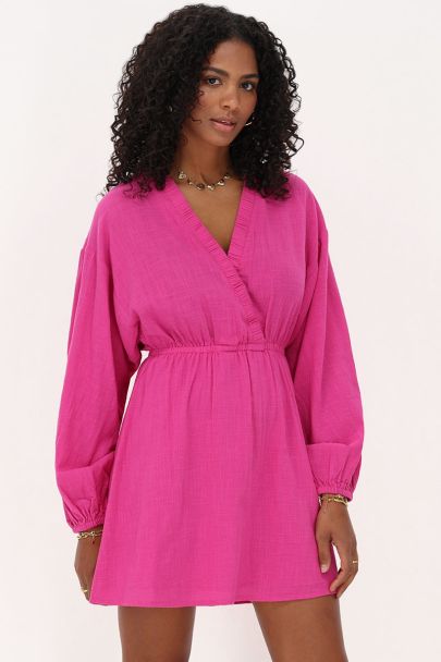 Roze linnen look jurk