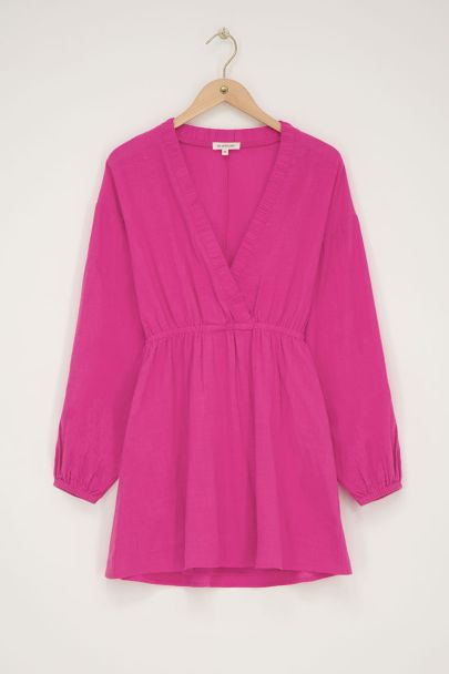 Pink linen look dress