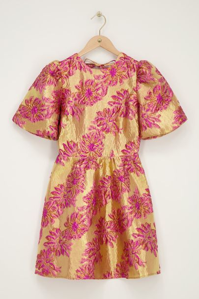 Pink jacquard dress with open back