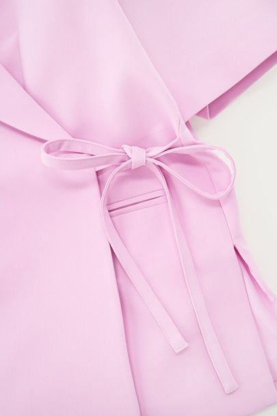 Blazer oversize rose pâle à manches courtes