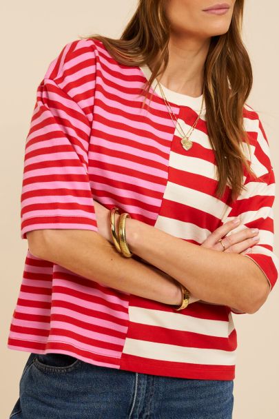 Red and pink striped T-shirt