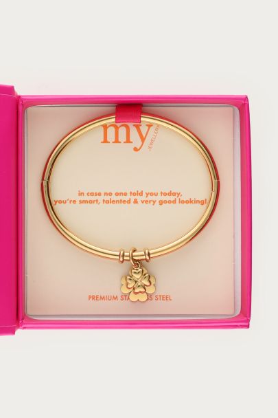 Gratitude bangle met klavers