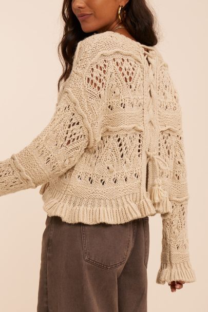 Pull en maille beige style boho