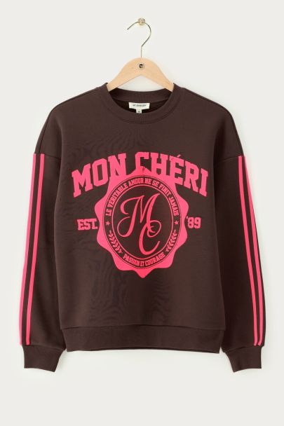 Donkerbruine sweater "Mon Cheri"