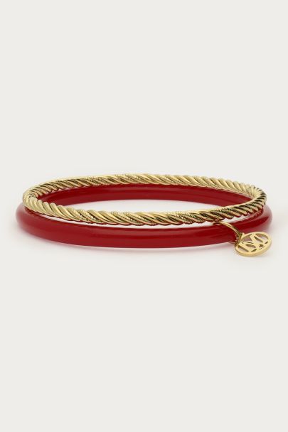 Donkerrode dunne bangle set