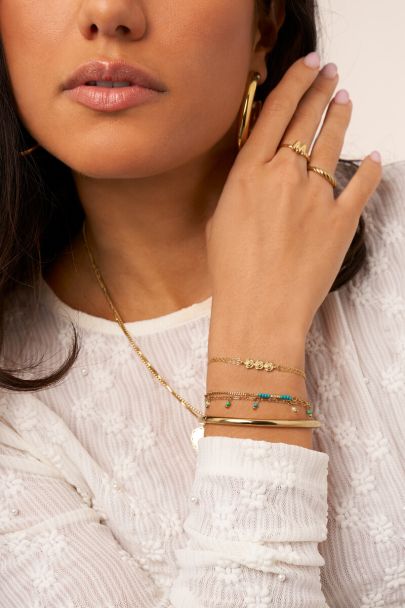 Dubbele armband met groene kralen