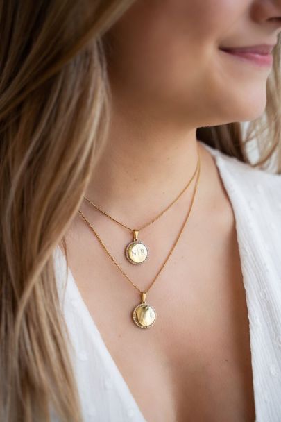 Atelier lange ketting met ronde strass bedel