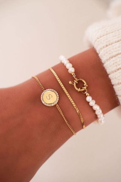 Atelier armband met ronde strass bedel