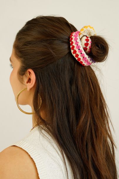 Multikleur crochet scrunchie