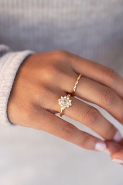 Bague à perles fantaisies et strass