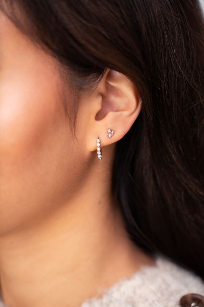 Universe studs with square silver coloured rhinestones