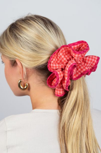 Pink scrunchie with plaid