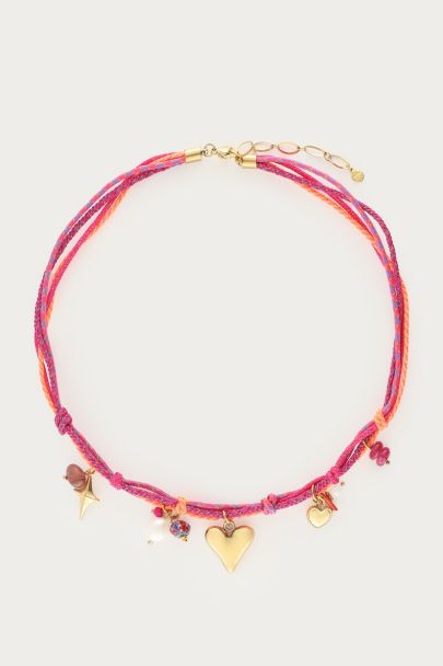 Collier Art en cordon violet à charms