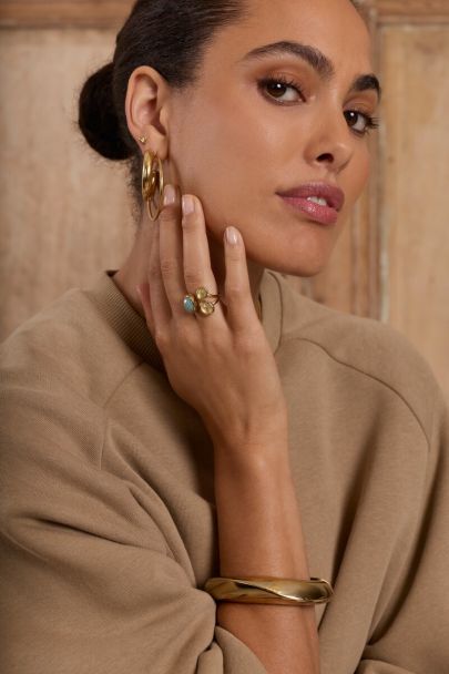 Bague Art maxi avec trois pierres bleues