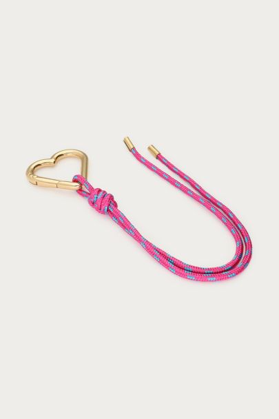 Bag charm with pink cord