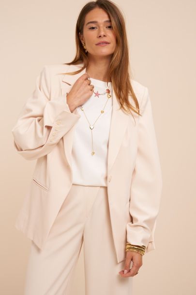 Blazer beige &agrave; manches pliss&eacute;es