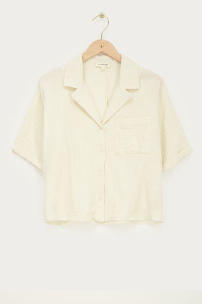 Beige blouse met korte mouwen