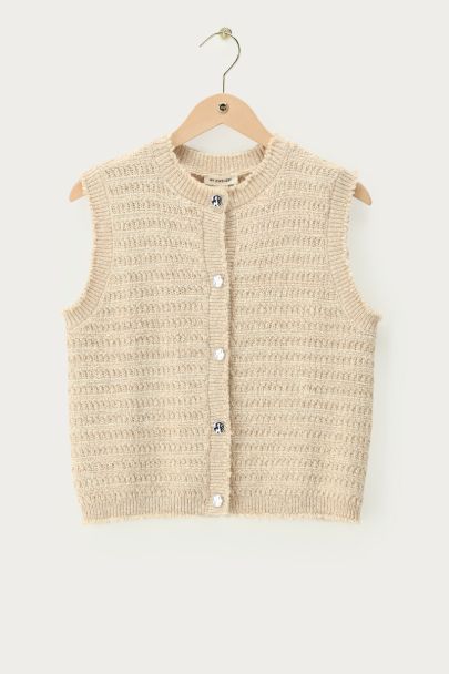Beige bouclé gilet with buttons