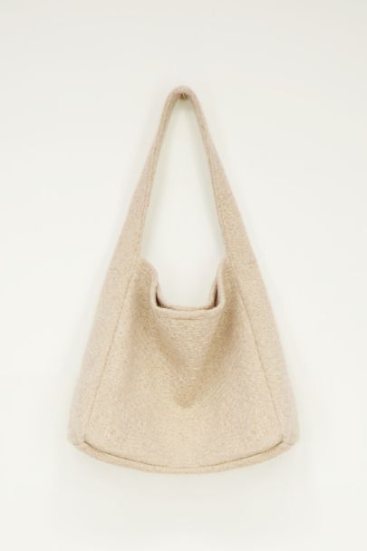 Beige bouclé shopper