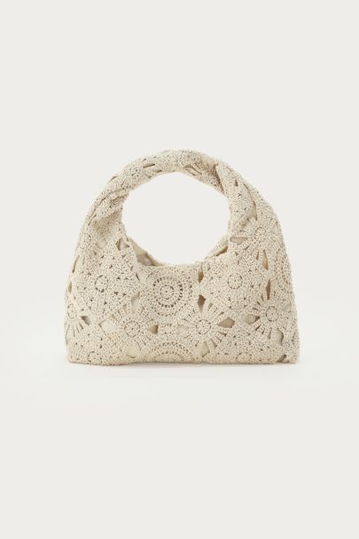 Beige crochet bag with flowers | My Jewellery