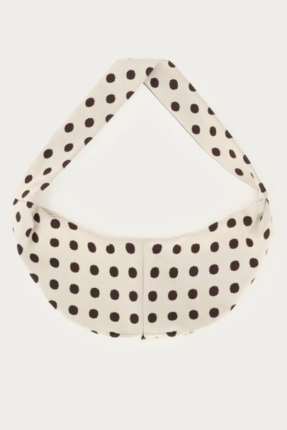 Beigefarbene Umhängetasche mit braunen Polka-Dots