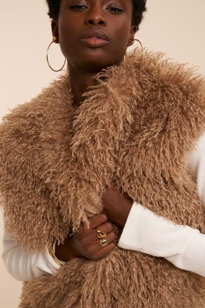 Gilet beige en fausse fourrure