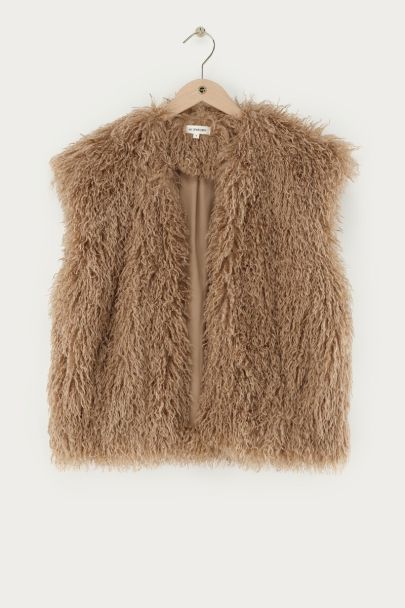 Gilet beige en fausse fourrure