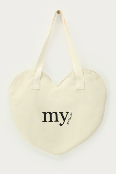 Beige hearts tote bag