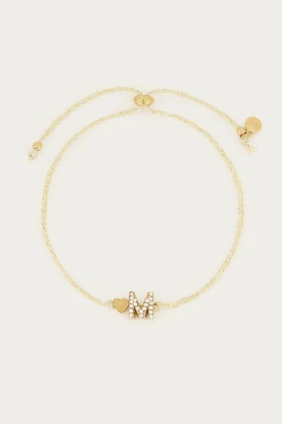 Bracelet cordon beige à initiale